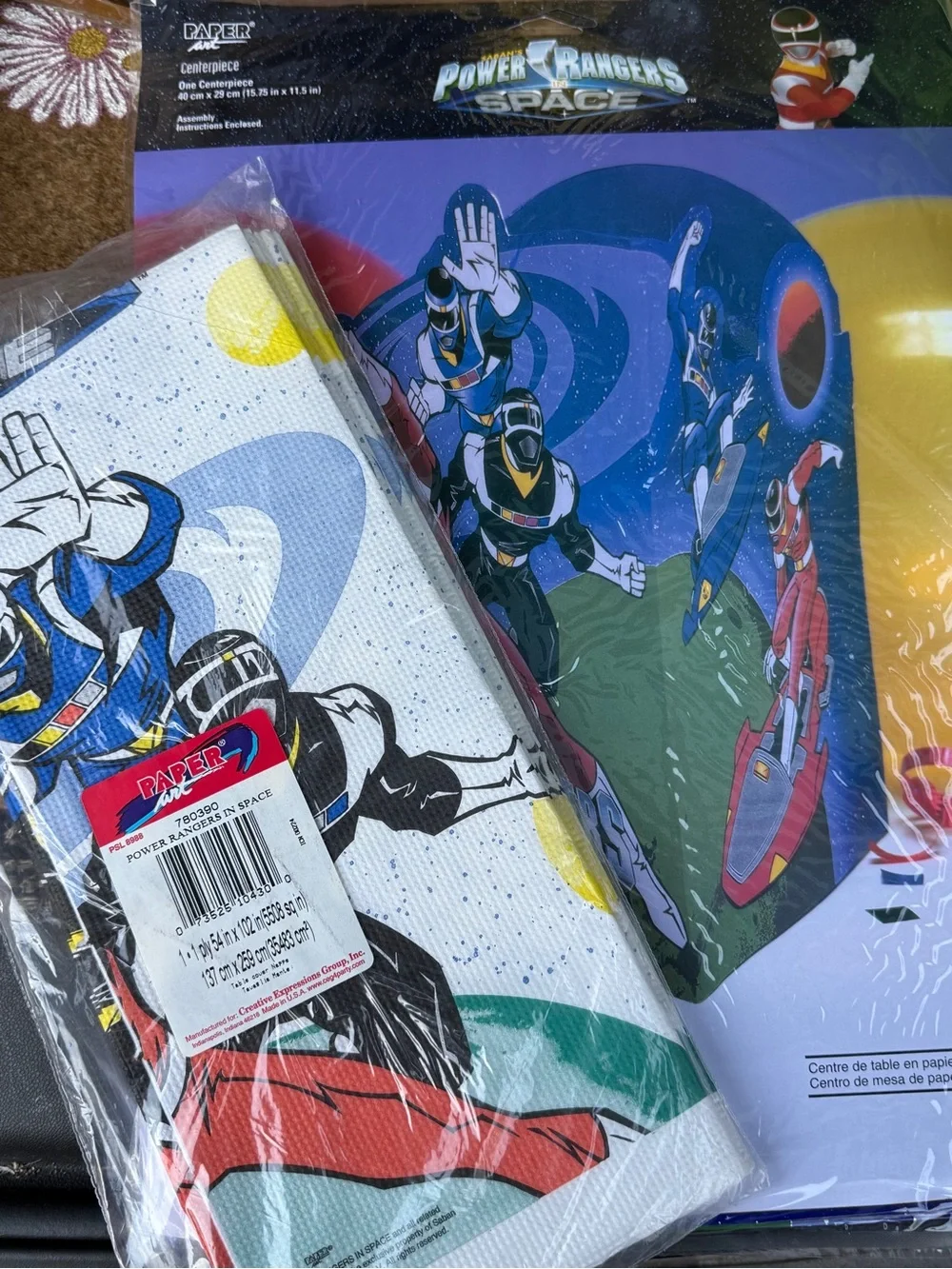 Vintage 1998 Power Rangers Space Party Supplies Lot Happy Birthday